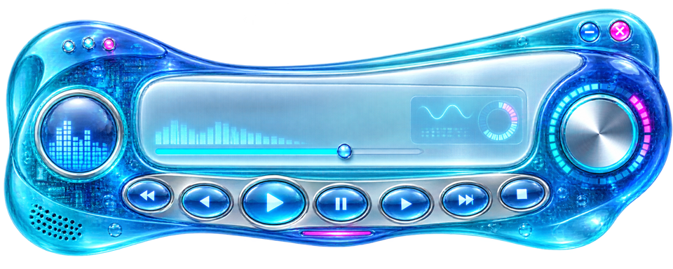 Aqua Glass translucent blue compact music player chassis